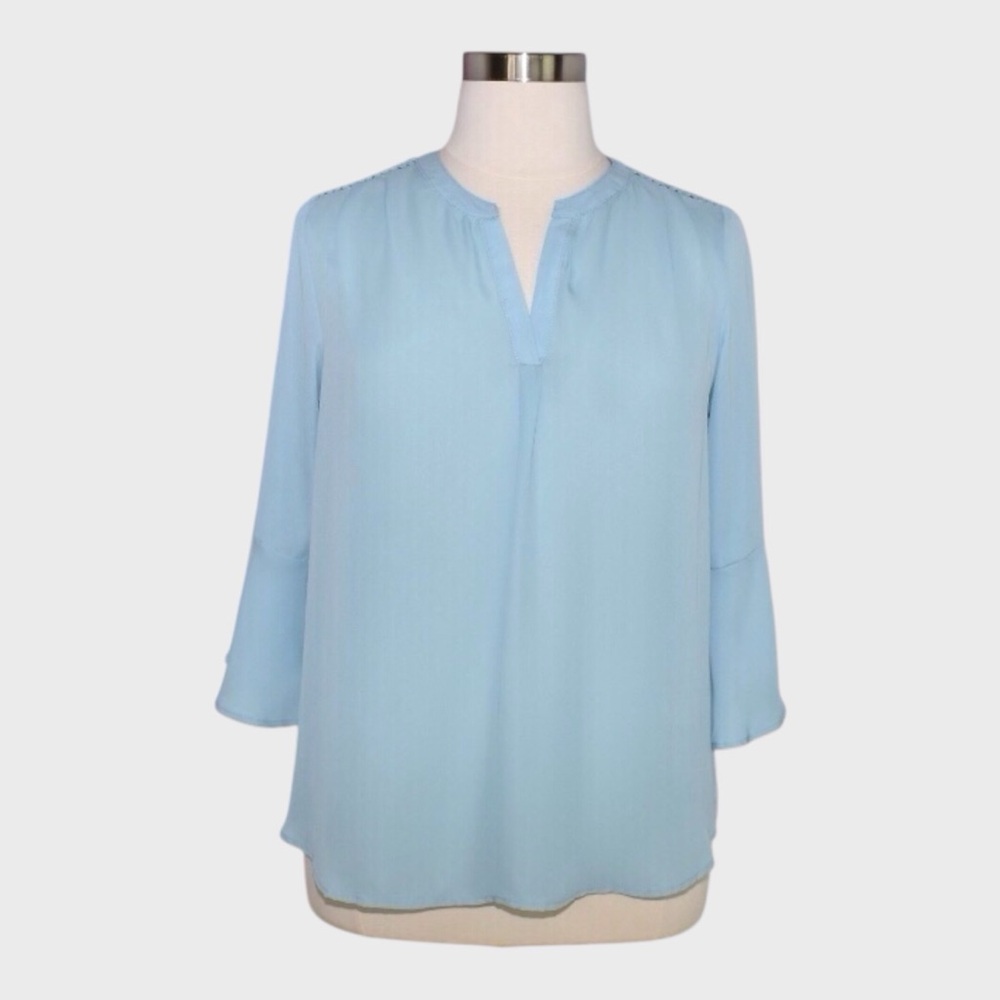 Counterparts Split Neck Bell Sleeve Blouse with Detail Shoulders‎